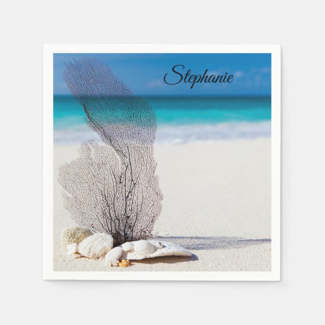 Personalisierte Tropische Muschel Corcocktail Napk Serviette (Vorderseite)