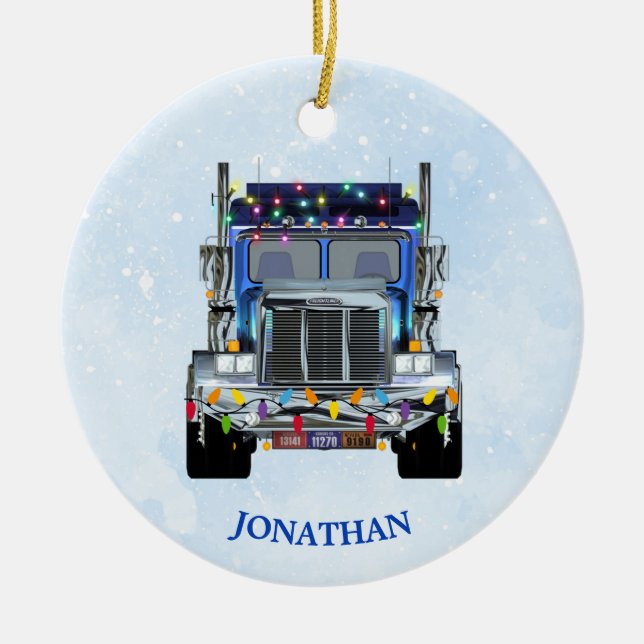 Personalisierte Trucker-Ornament Keramikornament (Vorne)