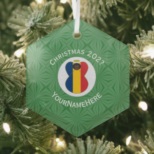 Personalisierte tschadische Engel-Weihnachtsflagge Ornament Aus Glas