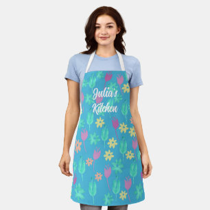 Personalisierte Tulip-Schürze Blau Rosa Gelb Schürze