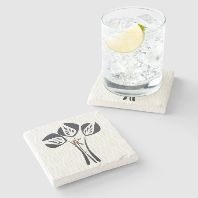 Personalisierte Tulips Steinuntersetzer (Seitenansicht)