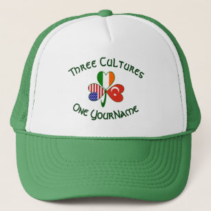 Personalisierte Türkei Irland USA Flagge Shamrock Truckerkappe