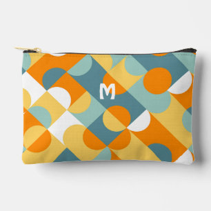 Personalisierte Türkis Blau Grün Orange Midcentury Zubehörtasche