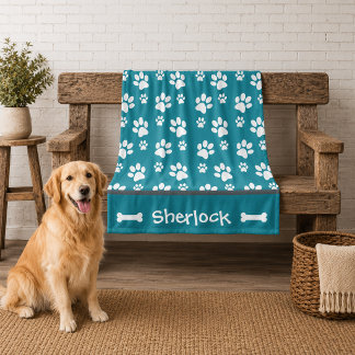 Personalisierte Türkis-Hunde-Decke Welpen-Geschenk Fleecedecke