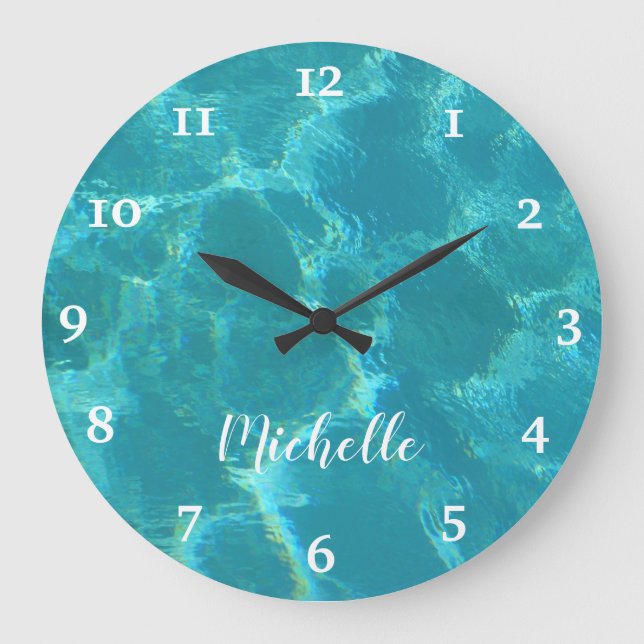 Personalisierte türkisfarbene Uhr (Vorderseite)