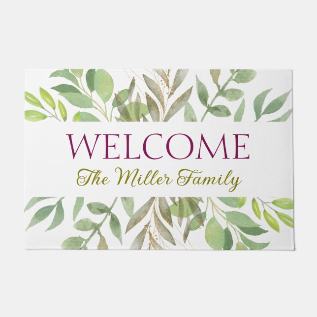 Personalisierte Türmchen Blumen personalisiert Fußmatte (Vorderseite)