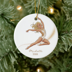 Personalisierte Turnerin Turnen Mädchen Weihnachte Keramik Ornament