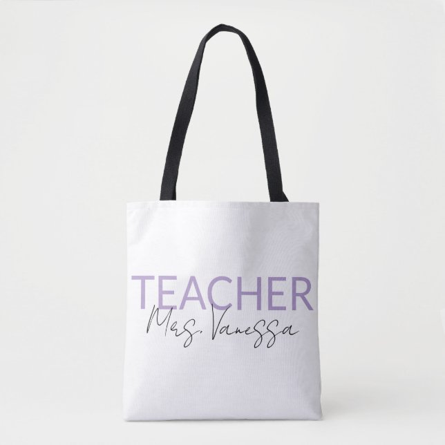 Personalisierte Tüte mit Lehrername, Retro Lehreri Tasche (Vorderseite)