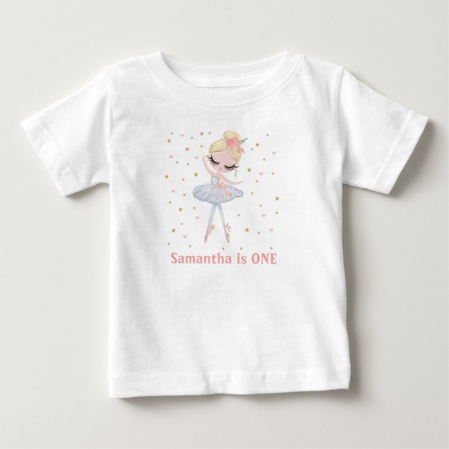 Personalisierte Tutu Ballerina Baby T-shirt (Vorderseite)