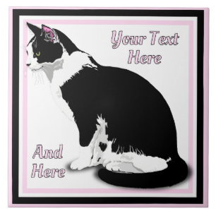 Personalisierte Tuxedo-Katze Fliese