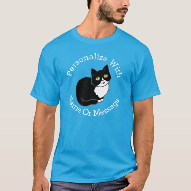 PERSONALISIERTE Tuxie Tuxedo-Katze T-Shirt (Vorderseite)