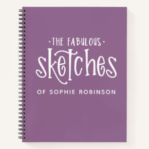 Personalisierte Typografie Lila Sketchbook Notizbuch