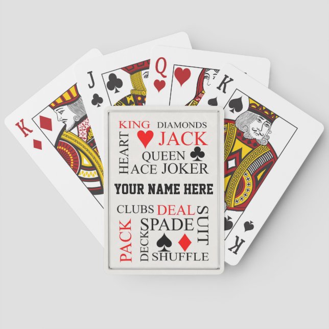 Personalisierte Typografie-Style-Geschenkkarten Spielkarten (Rückseite)