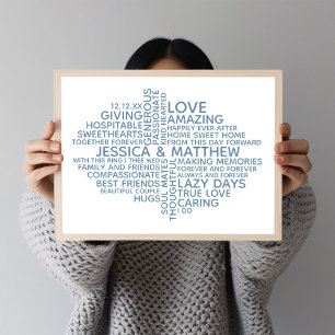 Personalisierte Typografie-Wortwolke für Paare Poster