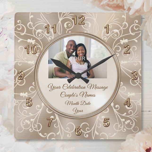 Personalisierte Uhr für Hochzeiten mit FOTO (Personalised clocks for weddings. Gift ideas for bride and groom. Wedding wall decor. Wedding Clock.)