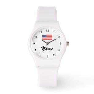 Personalisierte Uhr mit Namens- und amerikanischer