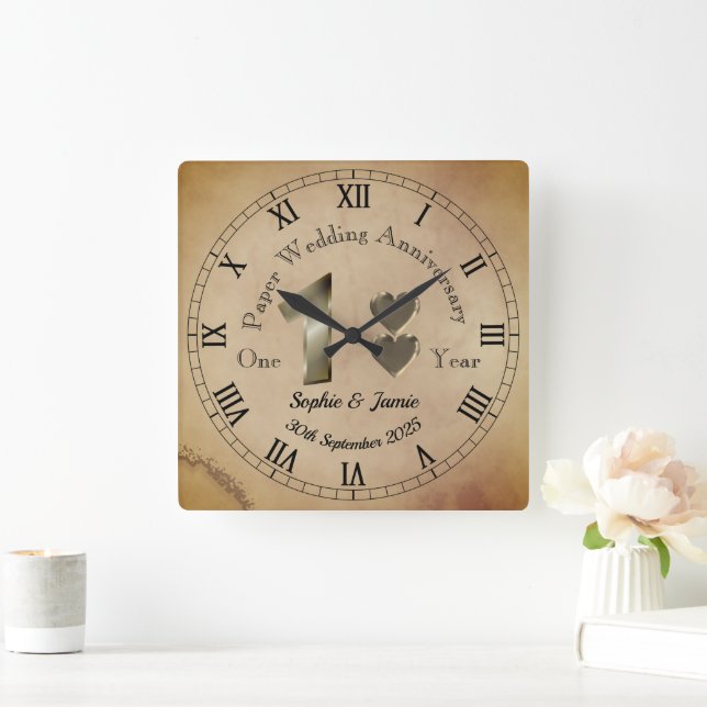 Personalisierte Uhr zum einjährigen Hochzeitstag (Zuhause)