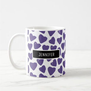 Personalisierte Ultra Violette Herzen Kaffeetasse