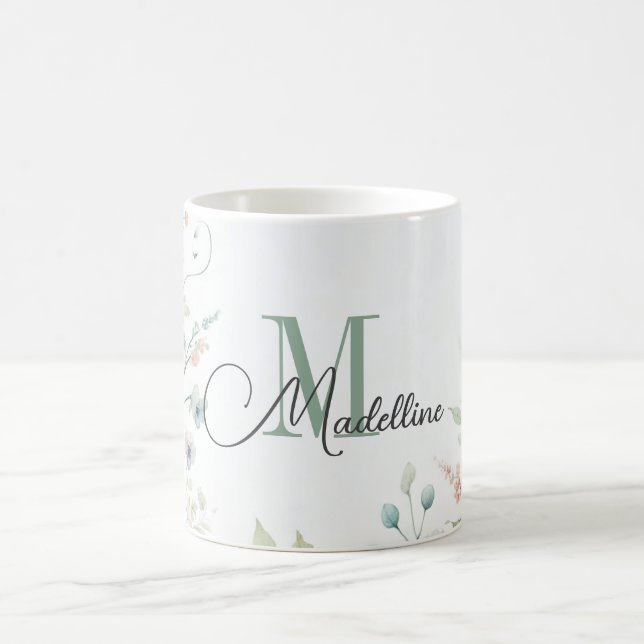 Personalisierte Umarmung mit wild lebenden Blume u Kaffeetasse (Mittel)