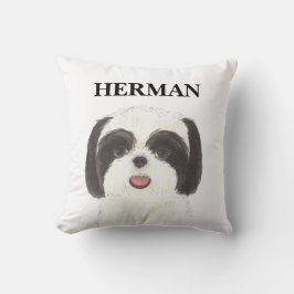 Personalisierte, umkehrbare Schwarz-Weiß-Shih-Tzu Kissen