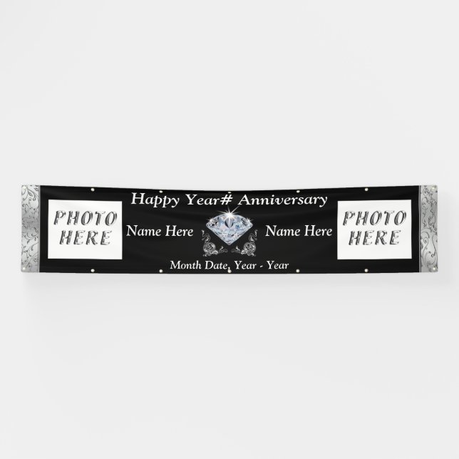 Personalisierte und 2-Foto-Jubiläums-Bannerfarben Banner (Horizontal)