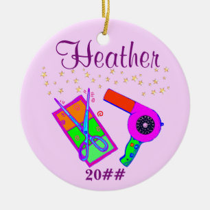 PERSONALISIERTE UND DATIERTE HAARSTYLISTISCHE ORNA KERAMIK ORNAMENT