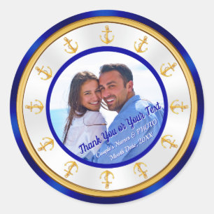 Personalisierte und Foto-Hochzeitsticker Runder Aufkleber