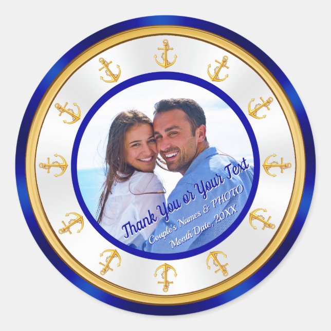 Personalisierte und Foto-Hochzeitsticker Runder Aufkleber (Vorderseite)