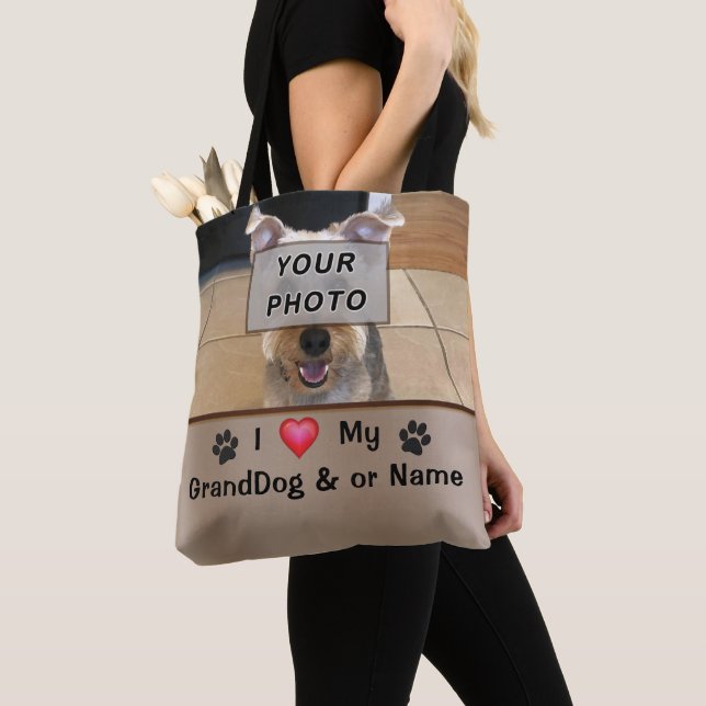 Personalisierte und FOTO I Liebe My GrandDog Bag Tasche (Von Nahem)