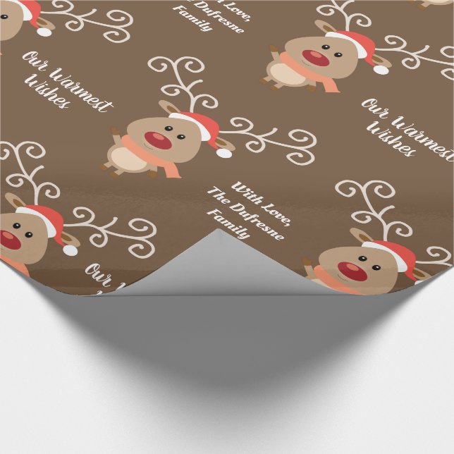 Personalisierte und Niedliche Rentiere Geschenkpapier (Ecke)