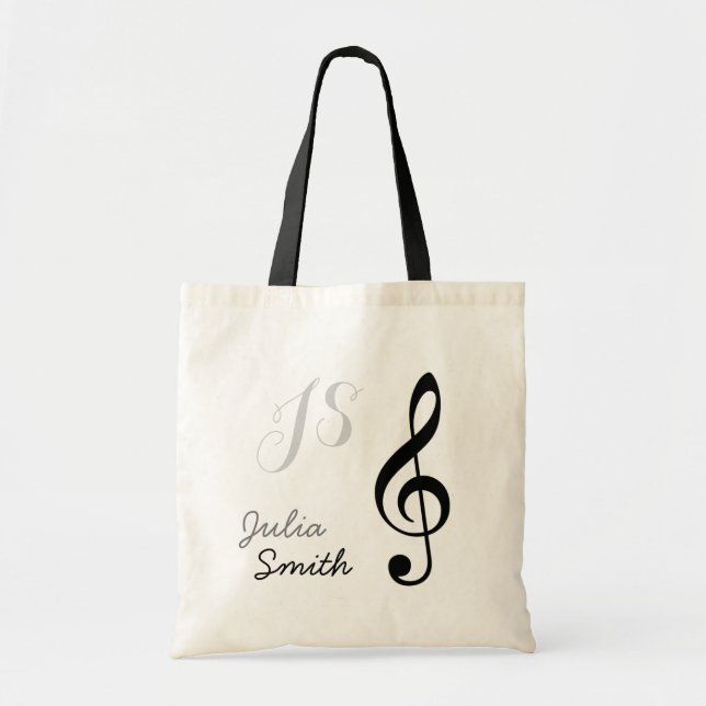 personalisierte und stilvolle schwarze g-clef-Note Tragetasche (Vorne)