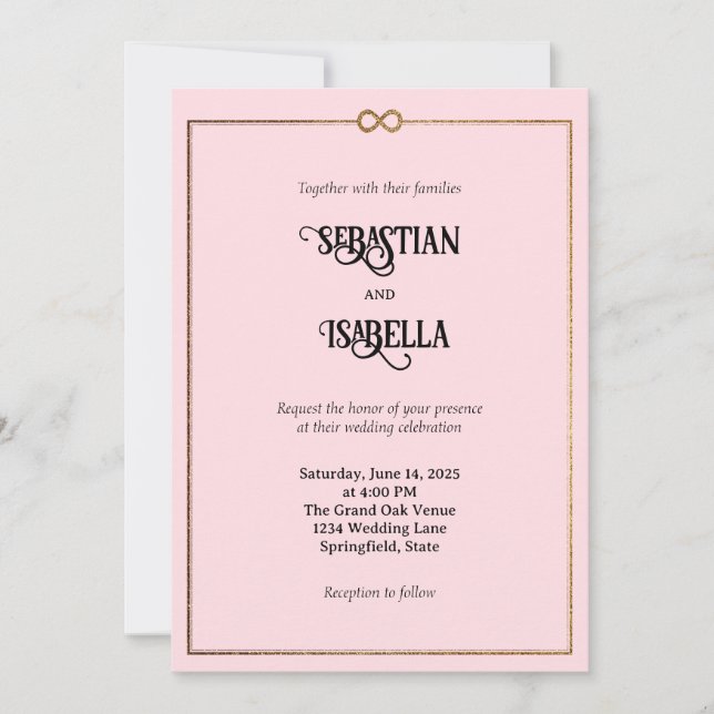 Personalisierte Unendlichkeit Liebe Rosa Hochzeit  Einladung (Vorderseite)