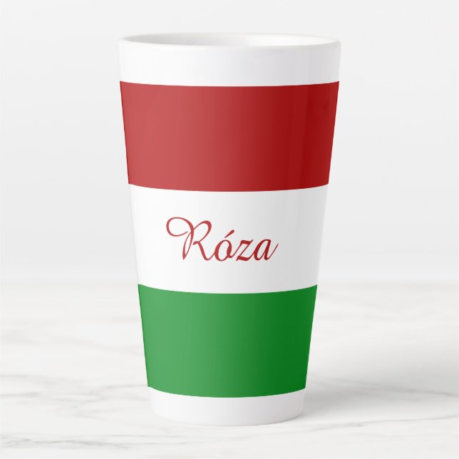 Personalisierte ungarische Flagge Milchtasse (Vorderseite)