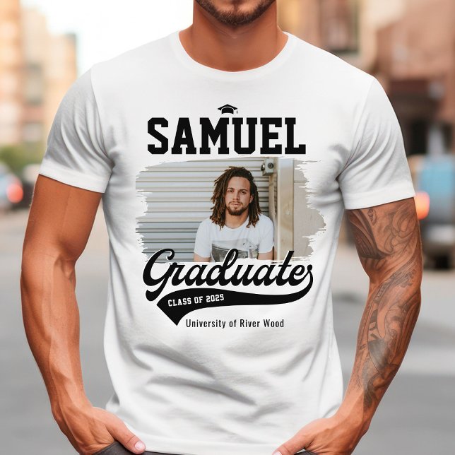 Personalisierte Uni Graduate Foto Abschluss T-Shirt (Von Creator hochgeladen)
