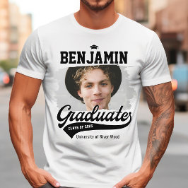 Personalisierte Uni Graduate Foto Abschluss T-Shirt