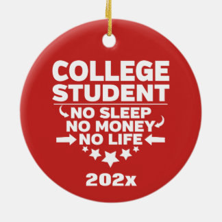 Personalisierte Uni Student kein schlafendes Geld Keramik Ornament
