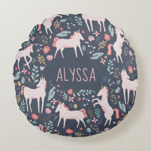 Personalisierte Unicorn-Felder Rundes Kissen