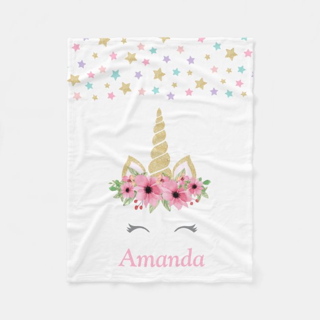 Personalisierte Unicorn-Fleece-Decke Fleecedecke (Vorderseite)