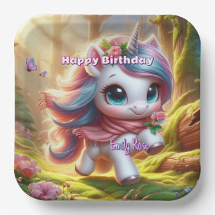 Personalisierte Unicorn Geburtstagsparty Teller