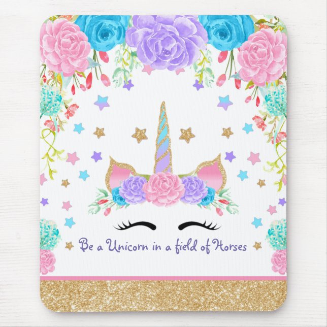 Personalisierte Unicornwatercolor-Blume Mousepad (Vorne)