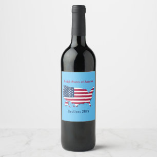 Personalisierte "United Staaten Map & Flag" auf Bl Weinetikett