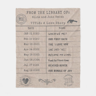 Personalisierte "Unsere Liebesgeschichte" Biblioth Fleecedecke