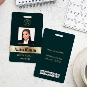 Personalisierte Unternehmensmitarbeiter Gold-Grün- Ausweis