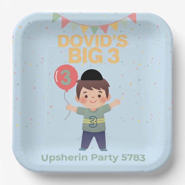 Personalisierte Upsherin Party Teller (Vorderseite)