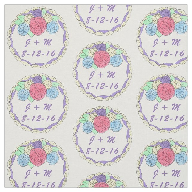 Personalisierte Ursprünge Datum Blumenkuchen Stoff (Muster)