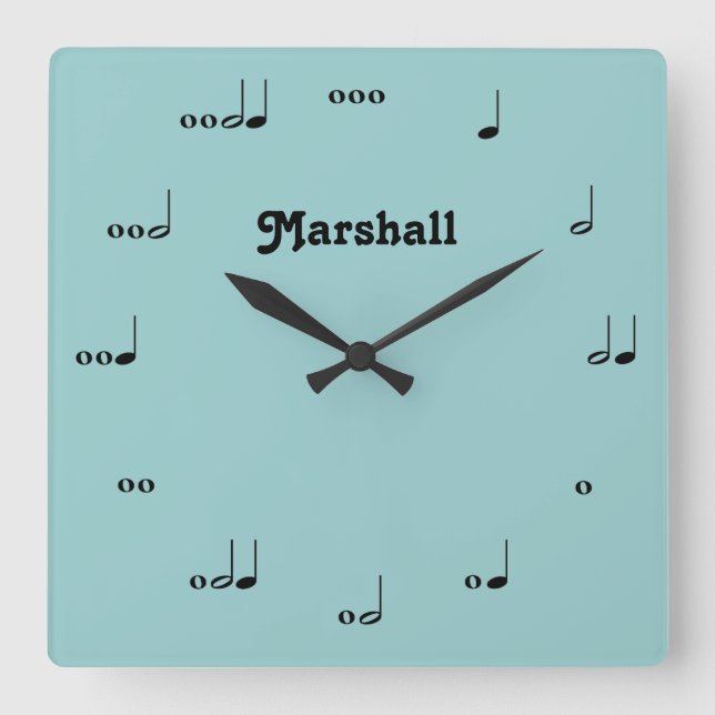 Personalisierte ursprüngliche Musiknote-Uhr Quadratische Wanduhr (Vorderseite)