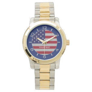Personalisierte US-Flagge auf Kohlenstoff-Faser Armbanduhr