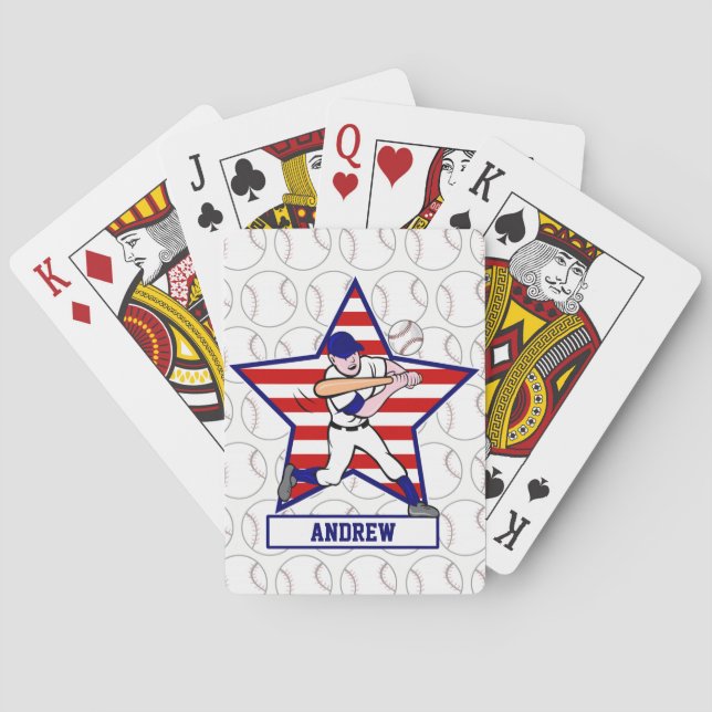 Personalisierte US Flagge Baseball Batter v1 Spielkarten (Rückseite)