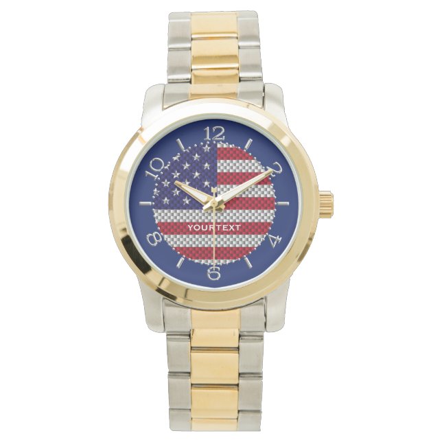 Personalisierte US-Flagge für Kohlenstofffaser wie Armbanduhr (Vorderseite)