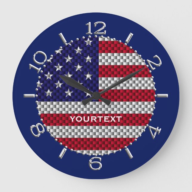 Personalisierte US-Flagge für Kohlenstofffaser wie Große Wanduhr (Vorderseite)